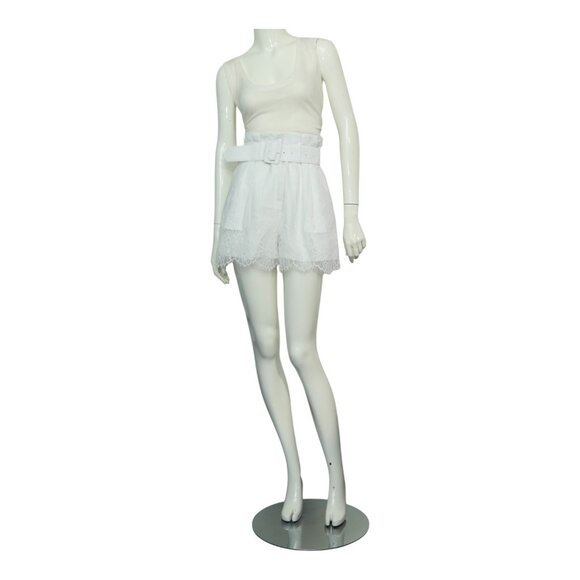 Self Portrait White Lace Belted Summer Shorts Pants size UK 6 , US 2 - Picture 1 of 9